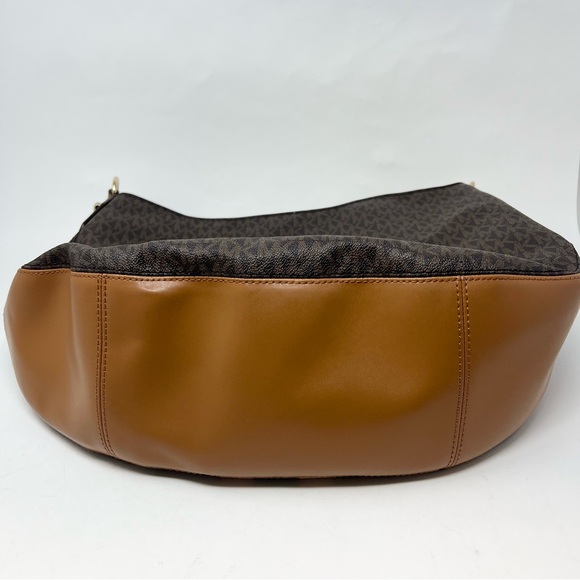 Michael Kors Brooke Signature Hobo Bag Signature Logo Pattern in Tan Black - Picture 8 of 14
